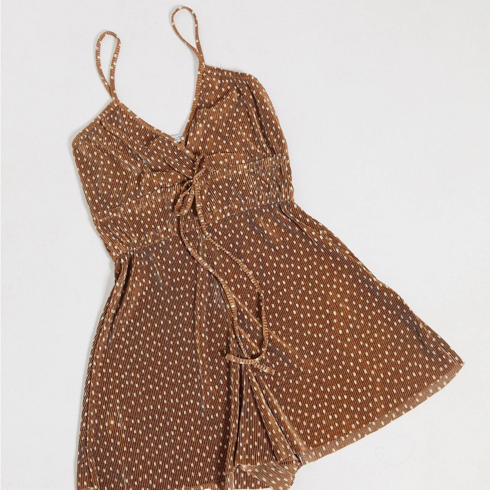 Pull&Bear romper in brown polka dot